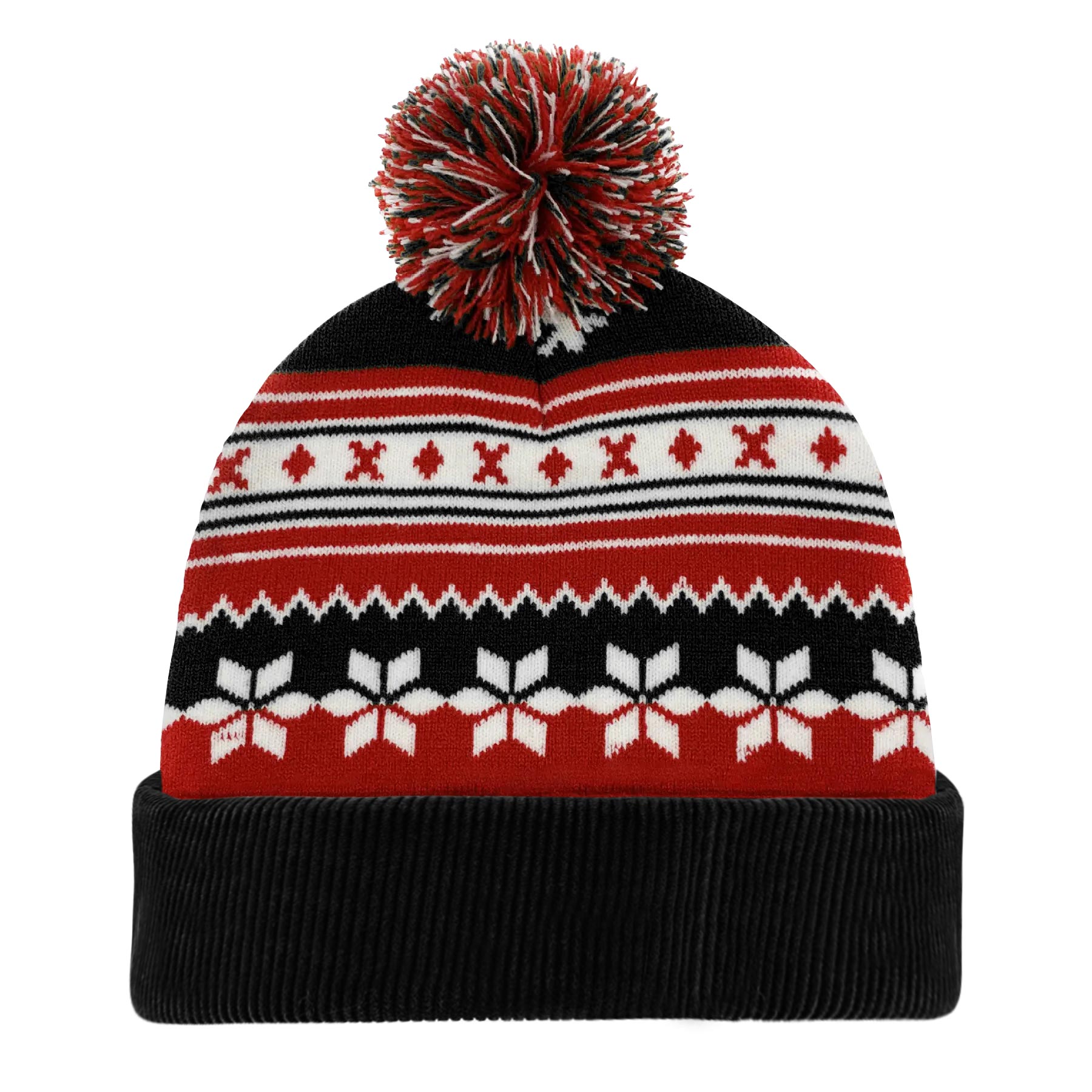 FlyFlyPromos - Knitted Acrylic Cuff Winter Beanie with Pom Image 4 - Promotional Product